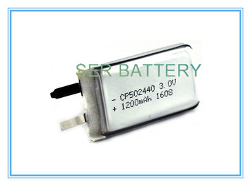 Плоская батарея полимера лития CP502440, клетка иона лития 3.0V плоская формирует подгонянный