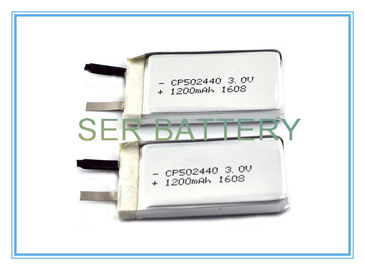 Плоская батарея полимера лития CP502440, клетка иона лития 3.0V плоская формирует подгонянный