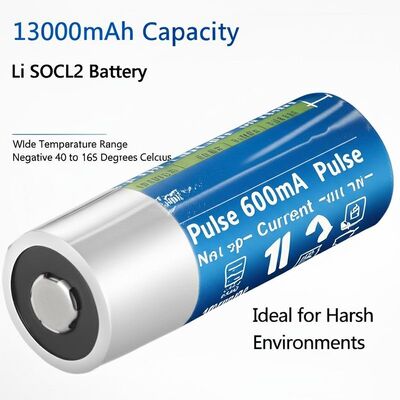 13000mAh Capacity Li SOCL2 Battery Pulse Current 600mA Wide Temperature Range Negative 40 to 165 Degrees Celsius Ideal for Harsh Environments